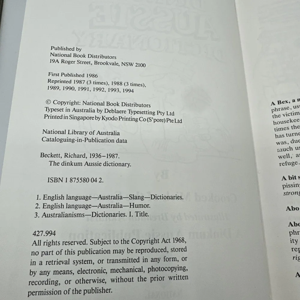 Dinkum Aussie Dictionary‎ Richard Beckett Hardback